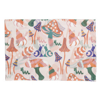 Autumn mushrooms, colourful seamless design. pillowcase