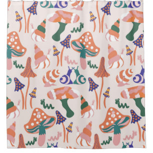 Autumn mushrooms, colourful seamless design. shower curtain