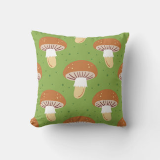 Autumn mushrooms: green seamless pattern. cushion