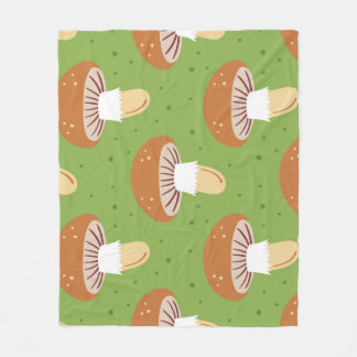 Autumn mushrooms: green seamless pattern. fleece blanket
