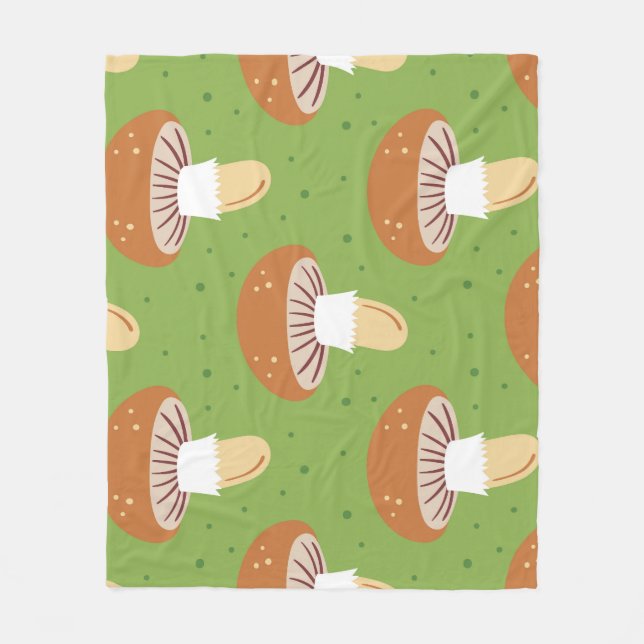 Autumn mushrooms: green seamless pattern. fleece blanket (Front)