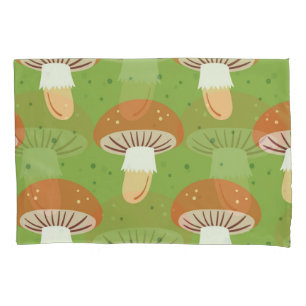 Autumn mushrooms: green seamless pattern. pillowcase