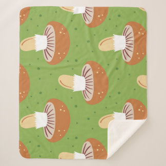 Autumn mushrooms: green seamless pattern. sherpa blanket