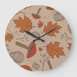 Autumn Mushrooms   Large Clock