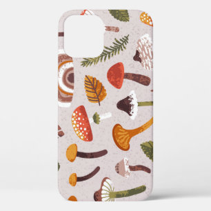 Autumn mushrooms, leaves: vintage repeat. iPhone 12 case
