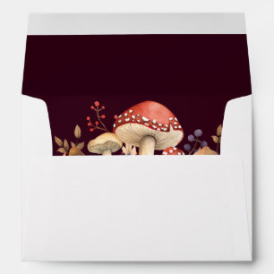 Autumn Mushrooms, Plants and Leaves Fall Wedding Envelope