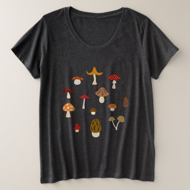 Autumn Mushrooms Plus Size T-Shirt (Design Front)