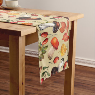 Autumn mushrooms  short table runner