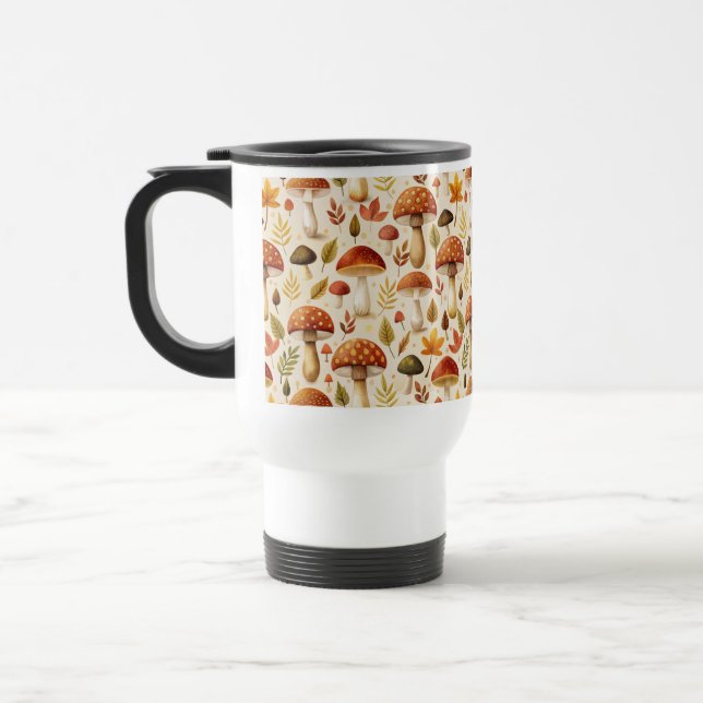 Autumn Mushrooms Travel Mug (Left)