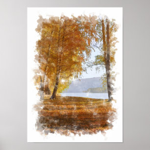 Autumn Nature Landscape - Watercolor Poster