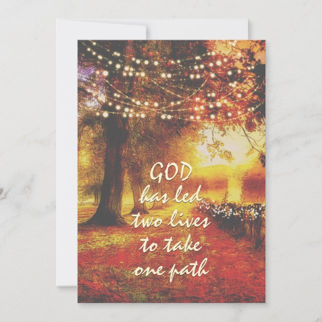Autumn Nature Path Fall Trees Christian Wedding Invitation (Front)
