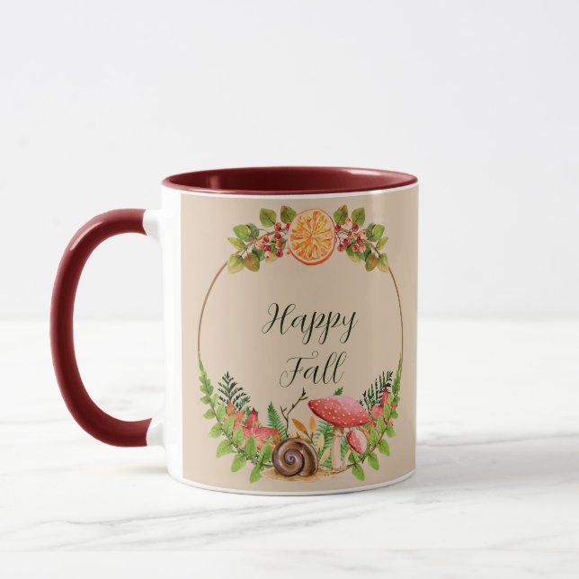 Autumn nature with customisable text  mug (Left)