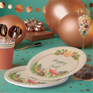 Autumn nature with customisable text paper plate
