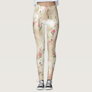 Autumn Neutral-toned Elegant Botanical leggings