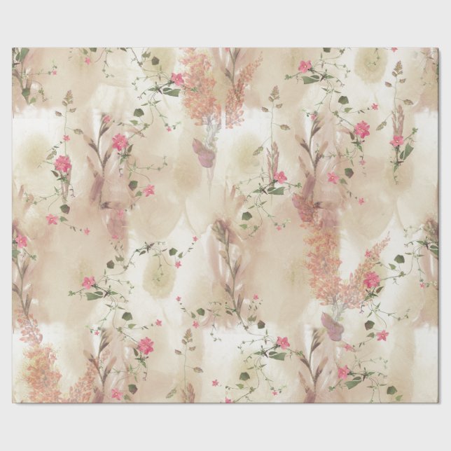 Autumn Neutral-toned Elegant Botanical theme Wrapping Paper (Seam)