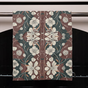 Autumn Noir Blossoms Tea Towel
