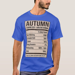 Autumn Nutrition Facts Name Nickname Alias Title F T-Shirt