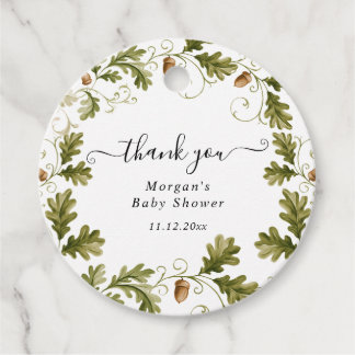 Autumn Oak Leaf Acorn Baby Shower Thank You Favour Tags