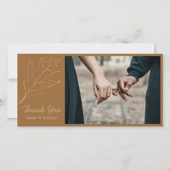 Autumn Oak Leaf Thank You Card (Front)