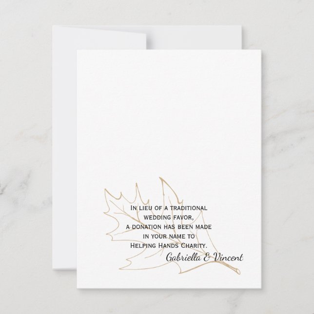 Autumn Oak Leaf Wedding Charity Favour Card (Front)