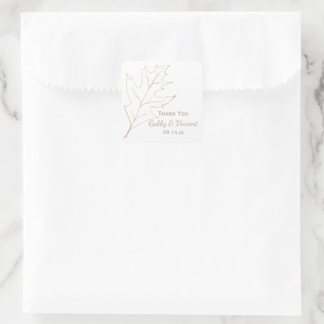 Autumn Oak Leaf Wedding Thank You Favour Tag (Bag)