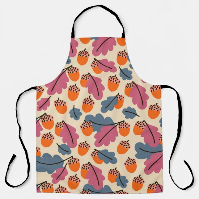 Autumn Oak: Leaves and Acorns Pattern Apron (Front)
