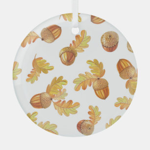 Autumn oak leaves: colourful pattern. glass tree decoration