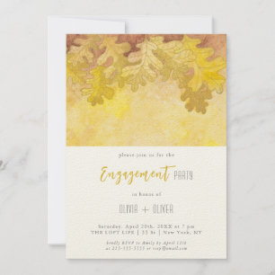 Autumn Oak Leaves Engagement Party Invitation