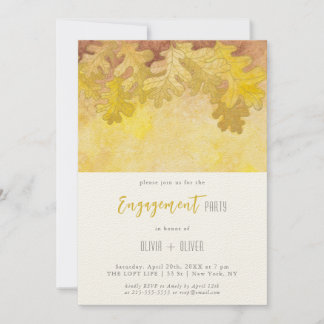 Autumn Oak Leaves Engagement Party Invitation