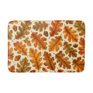 Autumn Oak Leaves Pattern Cosy Nature Aesthetic Bath Mat