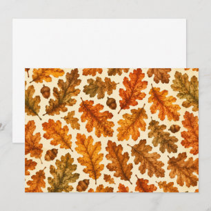 Autumn Oak Leaves Pattern Cosy Nature Aesthetic Card