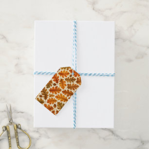 Autumn Oak Leaves Pattern Cosy Nature Aesthetic Gift Tags