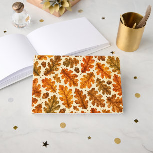 Autumn Oak Leaves Pattern   Cosy Nature Aesthetic Guest Book