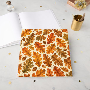 Autumn Oak Leaves Pattern   Cosy Nature Aesthetic Guest Book