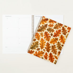 Autumn Oak Leaves Pattern Cosy Nature Aesthetic Planner