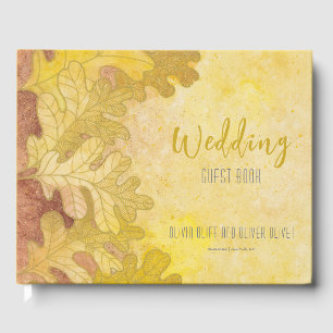 Autumn Oak Leaves Wedding  Guest Book