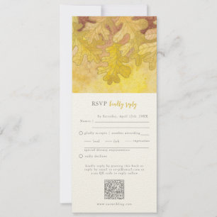 Autumn Oak Leaves Wedding RSVP QR Code Invitation