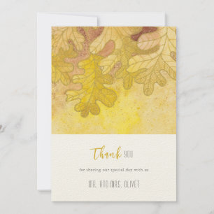 Autumn Oak Leaves Wedding Thank You Card