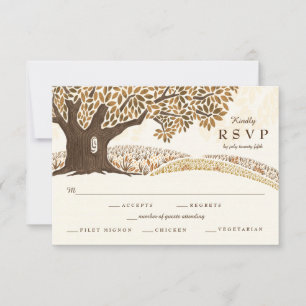 Autumn Oak Wedding RSVP Card