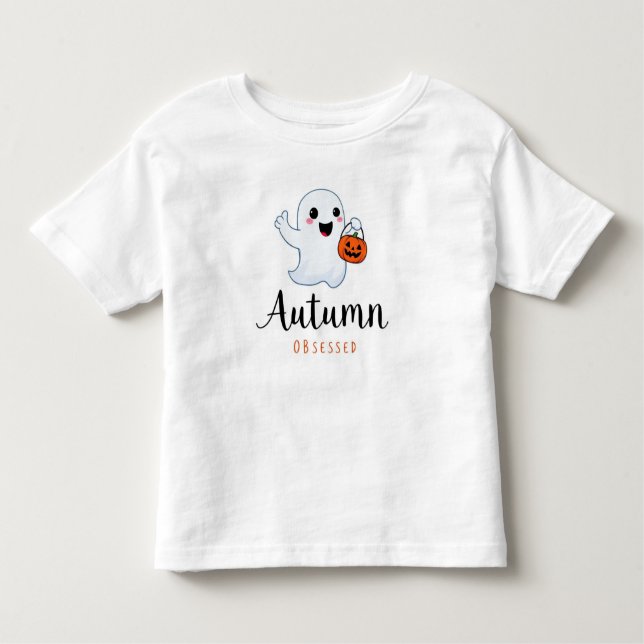 Autumn Obsessed Ghostly Toddler Fine Jersey Tee (Front)