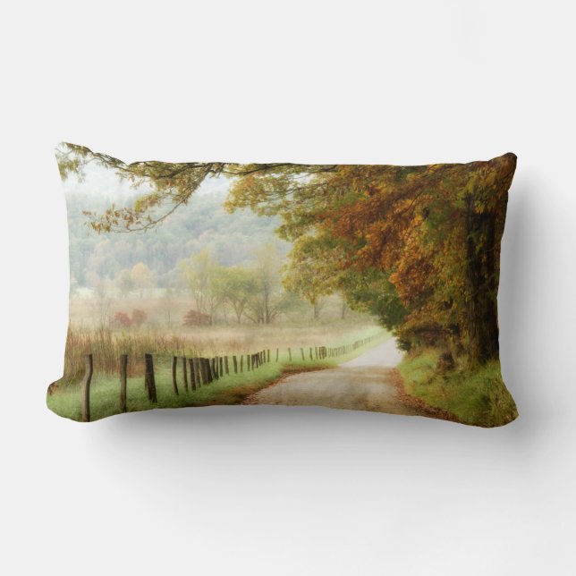 Autumn on a Country Road Lumbar Cushion (Front)