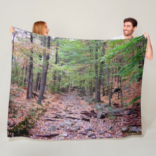 Autumn on Blue Hills Reservation Red Dot Trail Fle Fleece Blanket