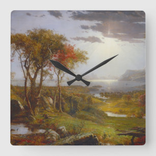 Autumn On the Hudson River Square Wall Clock