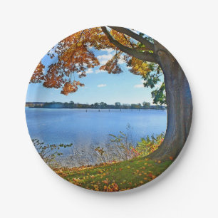 Autumn On The River Paper Plate