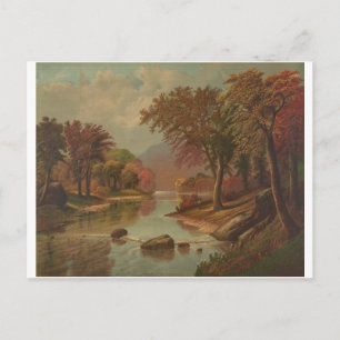 Autumn on the Wissahickon Lithograph 1880 Holiday Postcard