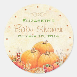 Autumn or Fall Baby Shower Guest Favour Classic Round Sticker