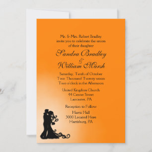 Autumn Orange and Black Simply Beautiful Wedding  Invitation