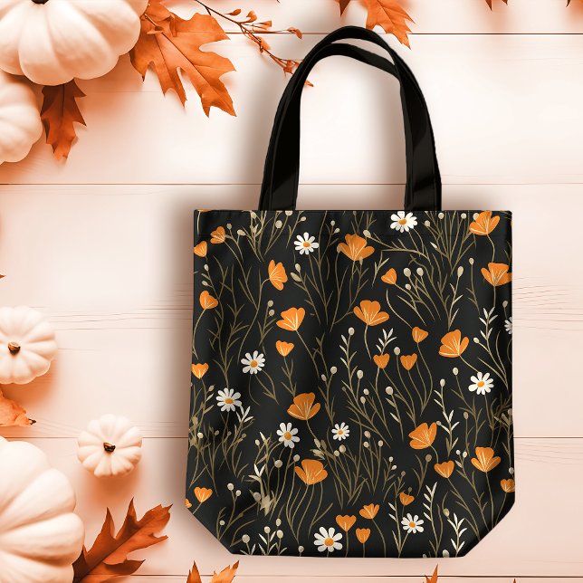 Autumn Orange and Cream Dainty Floral Tote Bag (Creator Uploaded)
