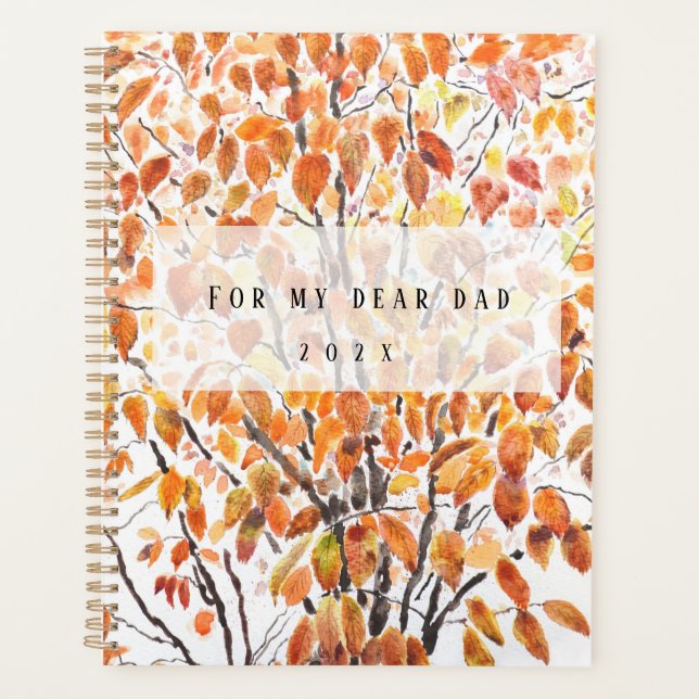 Autumn Orange birch leaves watercolour  Planner (Front)