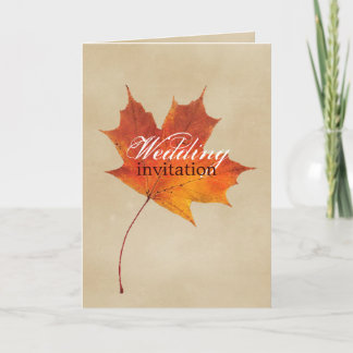 Autumn Orange Fall in Love Leaves Wedding Invitation